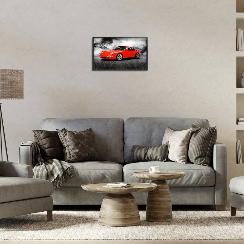 Stupell Bold Red Sports Car Framed Giclee Art Design By Mark Rogan