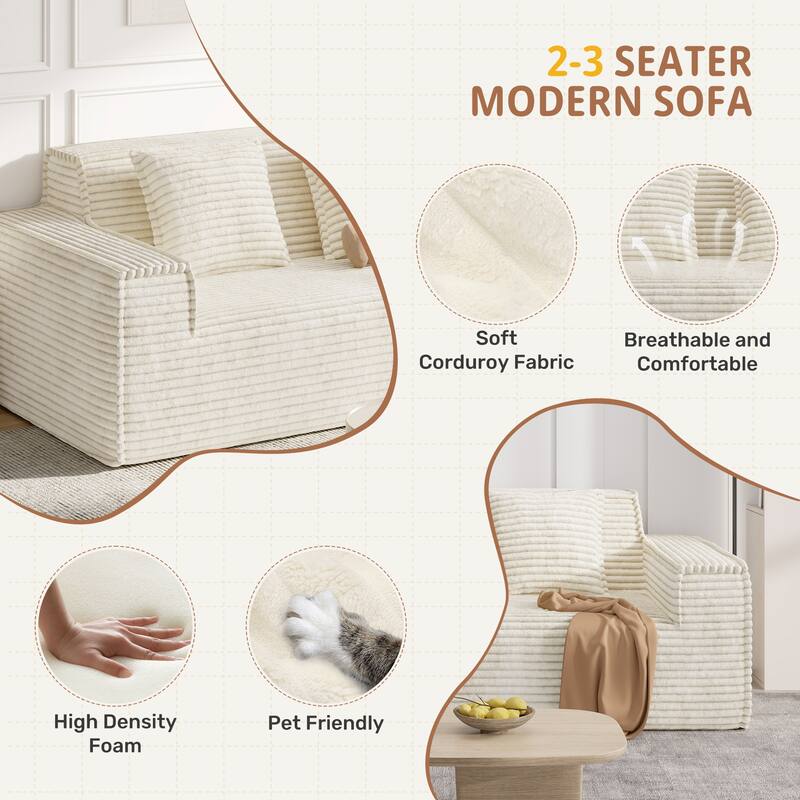 75" Modern Loveseat Sofa, No Assembly Required Comfy Deep Seat Couches 1 pcs for Living Room, Bedroom, Apartment