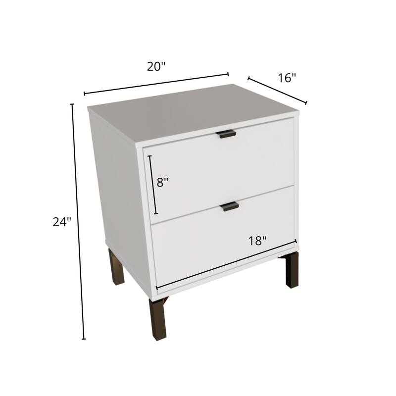 Modern 2-Drawer Nightstand with Eucalyptus Wood Top and Matte Finish for Bedroom Storage