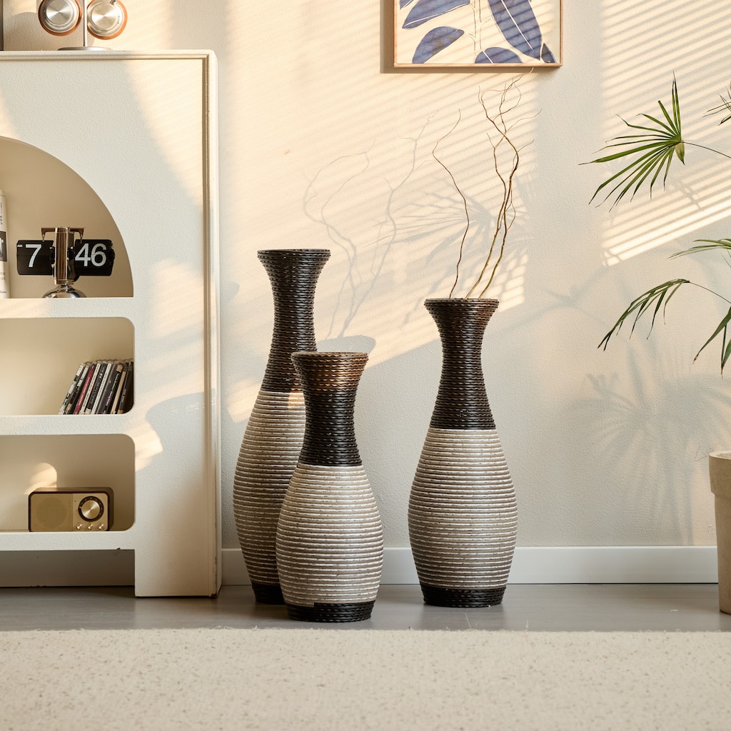 Hand-Woven PVC Rattan Floor Vase