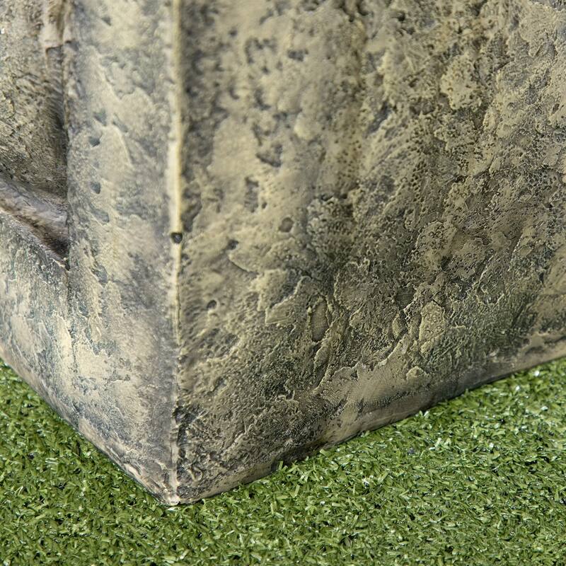 Outsunny Outdoor Fountain with 4-Tier Stacked Stone Look Bowls, Cascading Waterfall, Adjustable Flow & LED Lights