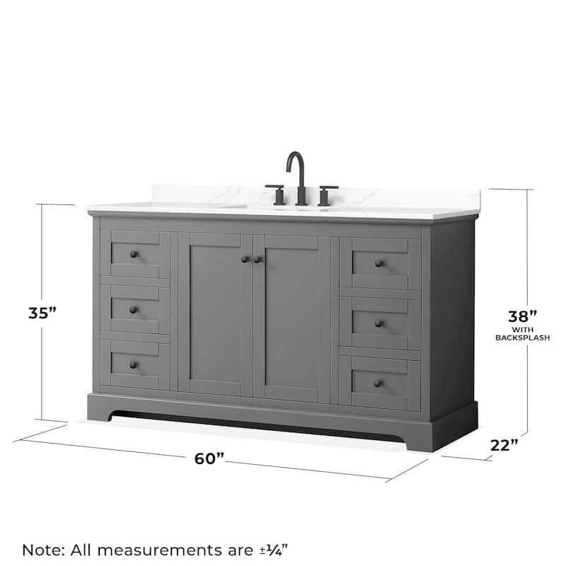 Wyndham Collection WCV232360S-QTZ-US3M58 Avery 60" Free Standing