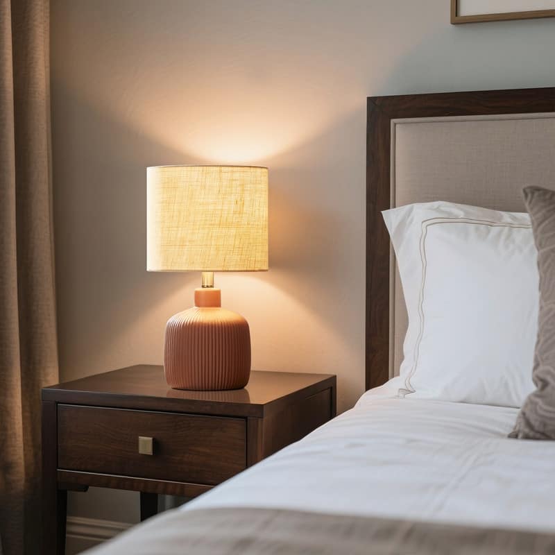 KAWOTI Fluted Ceramic Table Lamp (H18.25" x W10" x D10")