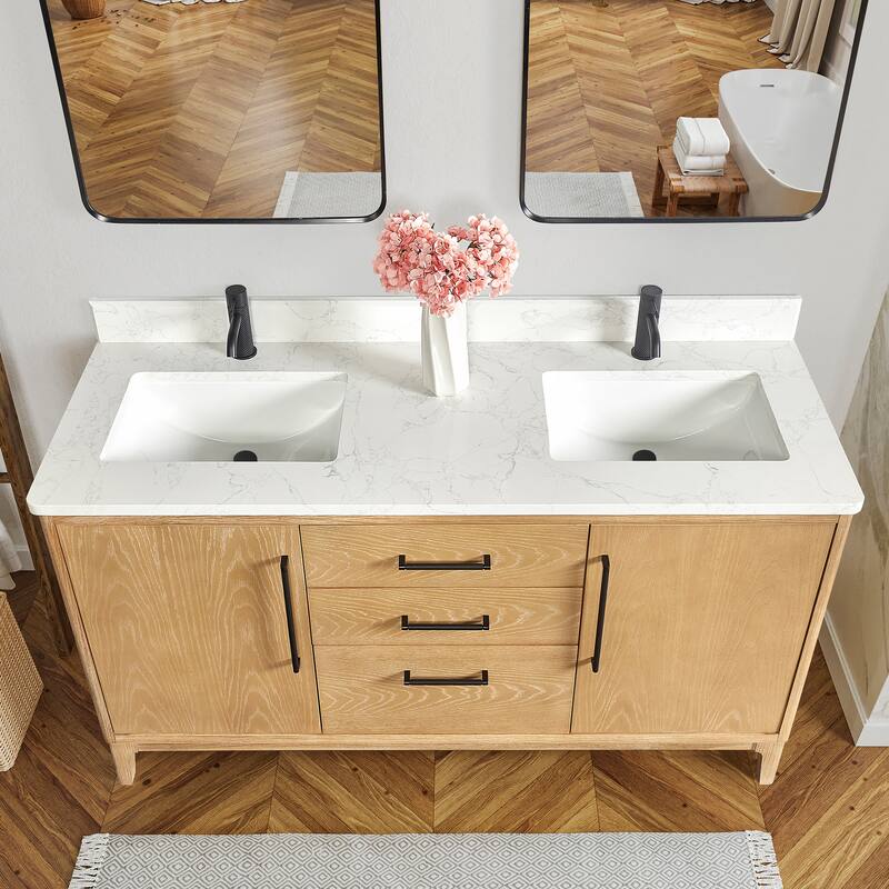 Miseno MV-NM-GARA60M-GWT Gara 60" Free Standing Double Basin Vanity