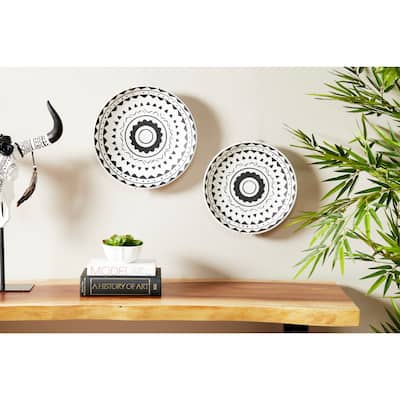 Black Ceramic Eclectic Wall Decor Abstract (Set of 2)