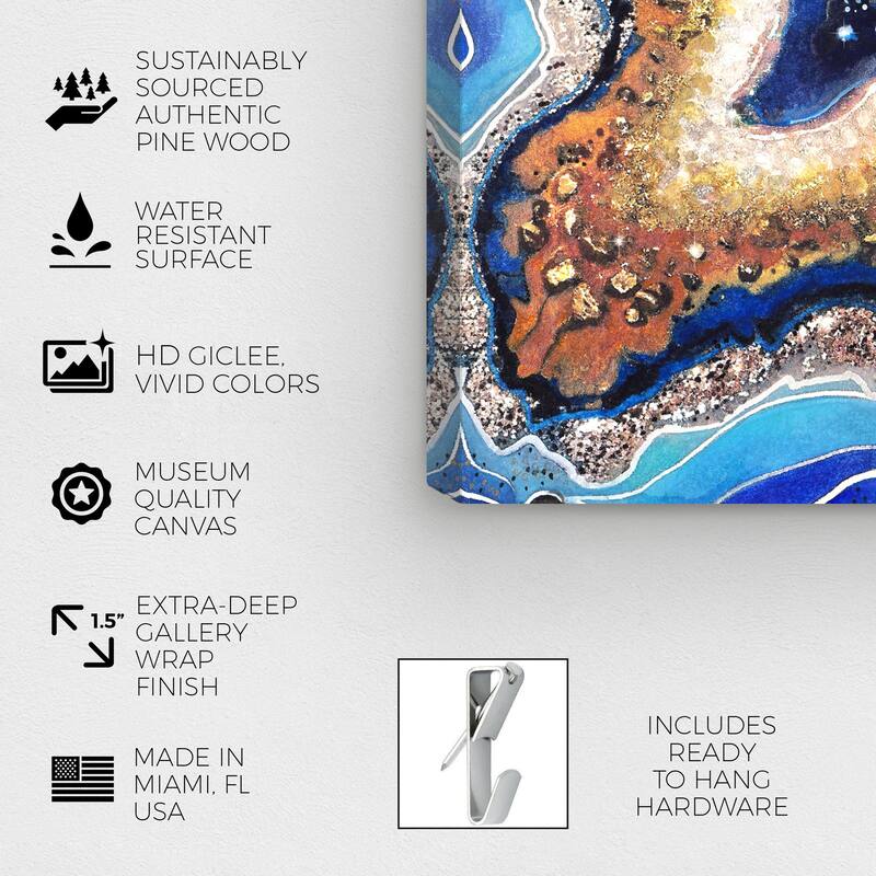 Wynwood Studio Canvas Abstract Blue Diamond Horizontal Blue and Modern & Contemporary Wall Art Canvas Print