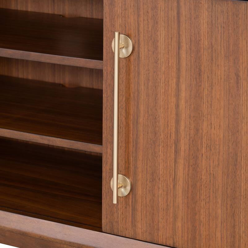 Furniture of America Forma Mid-Century Modern Walnut 70-inch TV Stand with 9 Shelves
