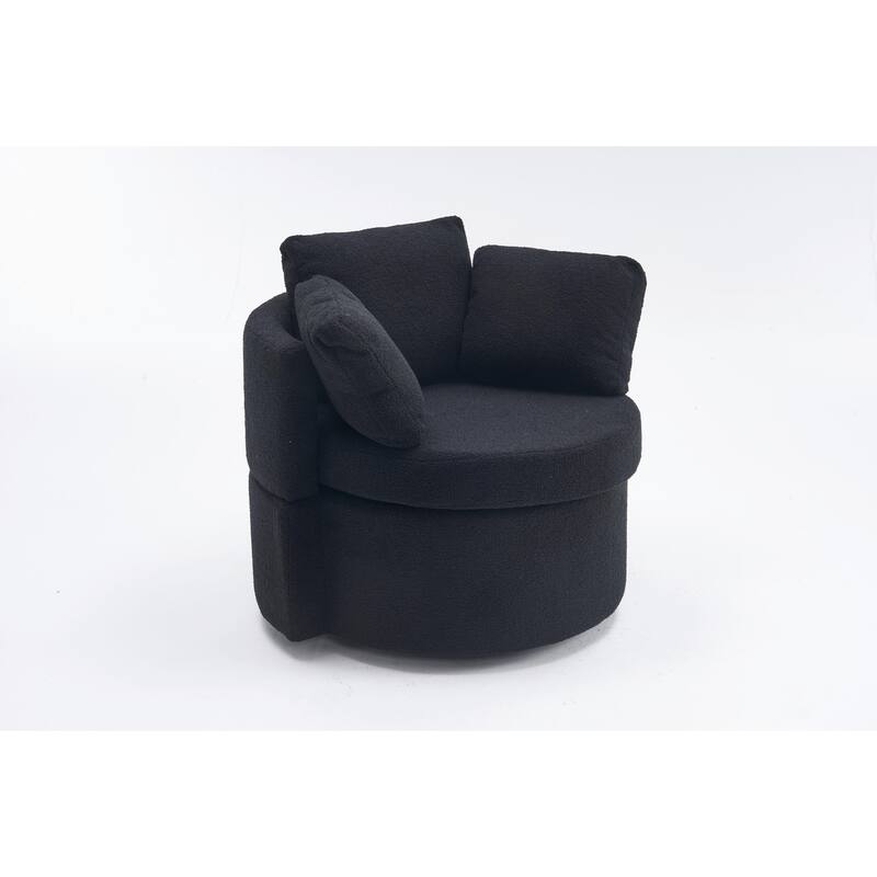 360° Swivel Chair with Storage and Throw Pillows