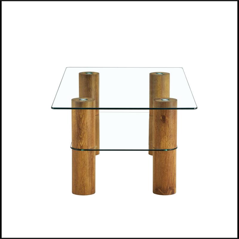 Double-layer Transparent Tempered Glass Coffee Table