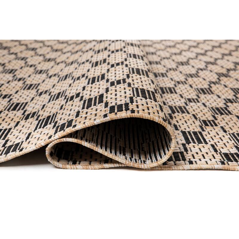 Bali Collection Links Cream and Black Indoor/Outdoor Area Rug