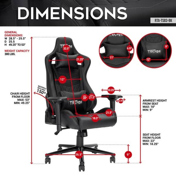 Ergonomic High Back Racer Style PC Gaming Chair, Adjustable Soft Lumbar ...