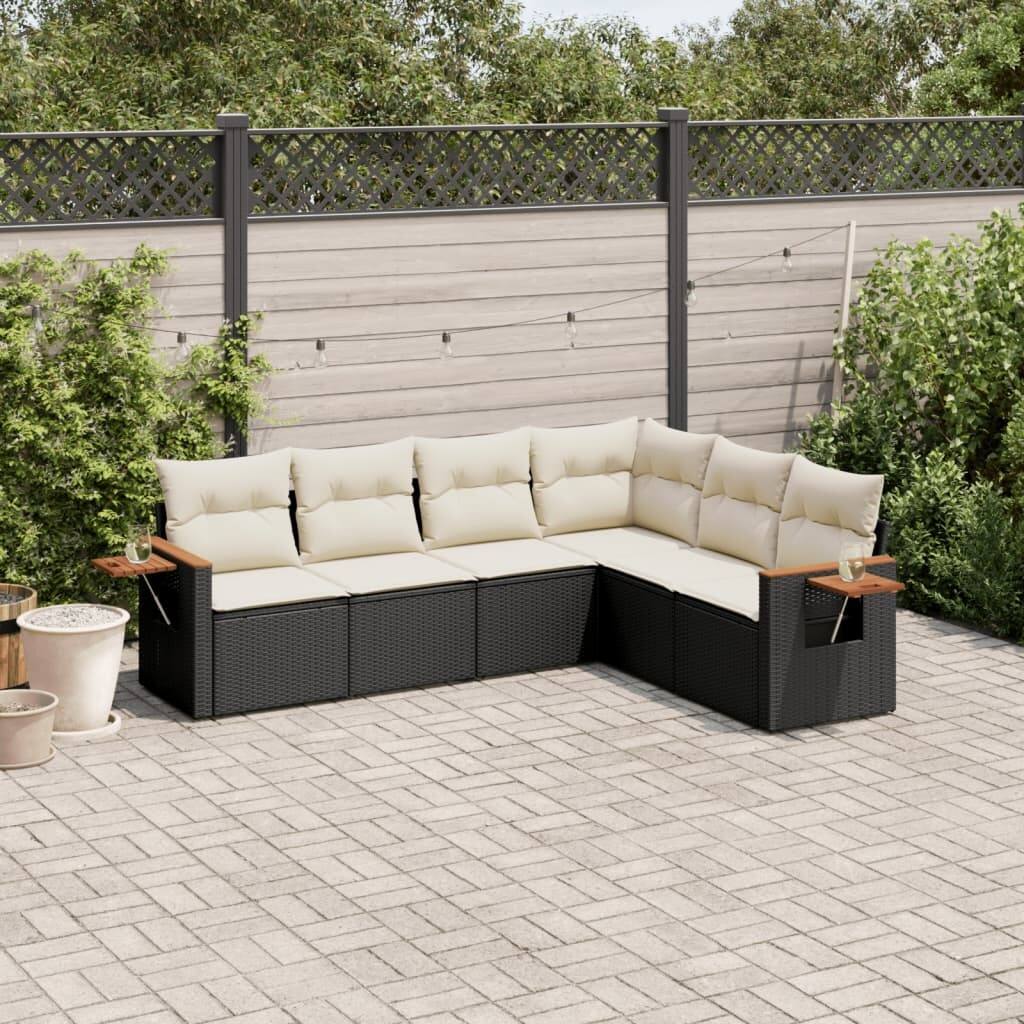 vidaXL Patio Sofa Set with Cushions Outdoor Conversation Furniture Poly Rattan