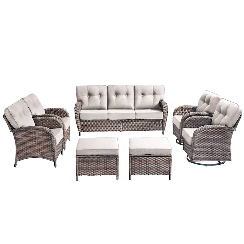 7 Pieces Pocassy Sofa Chairs Ottoman with Swivel Chairs