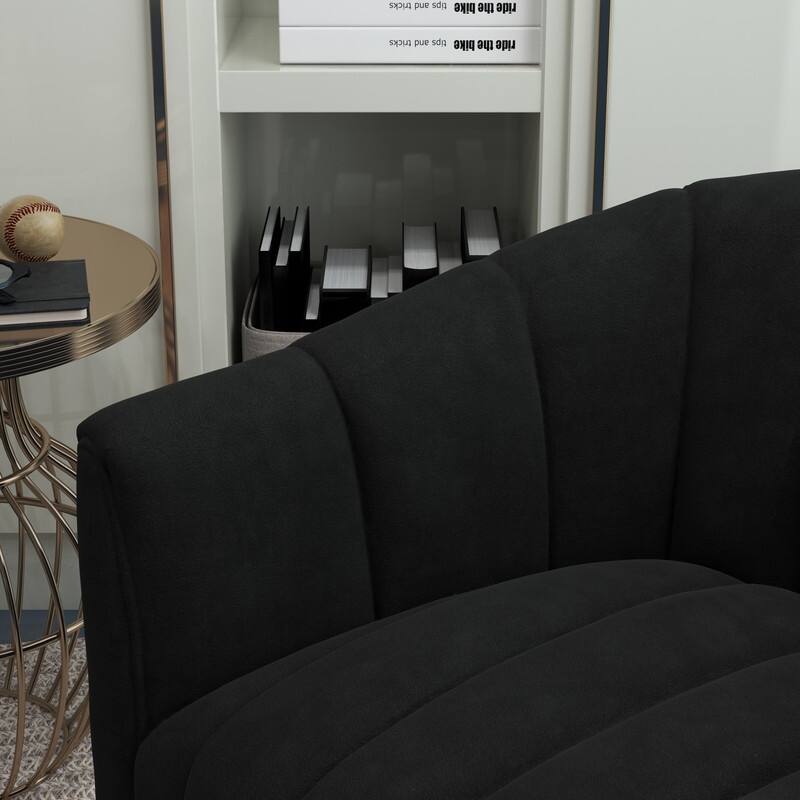 SEYNAR Contemporary Tufted Velvet Swivel Club Chair with Ottoman Set