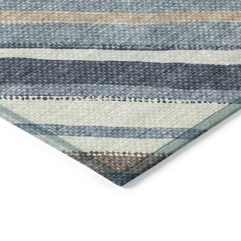 Machine Washable Indoor/ Outdoor Stripe Angles Chantille Rug