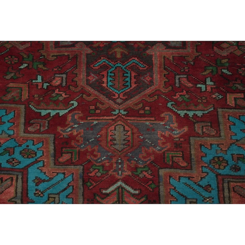Hand Knotted Oriental 100% Wool Carpet Traditional Medallion Red Heriz Area Rug - 11' 4'' X 8' 1''