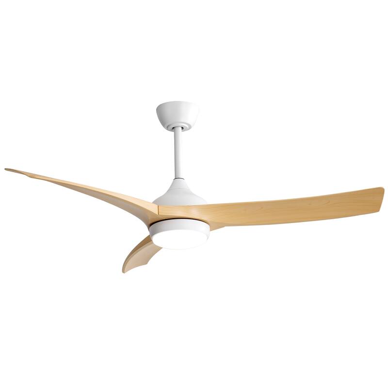 52 Inch Modern Ceiling Fan with 18W LED Light and Remote Control 3 ABS Blades DC Motor for Bedroom - White
