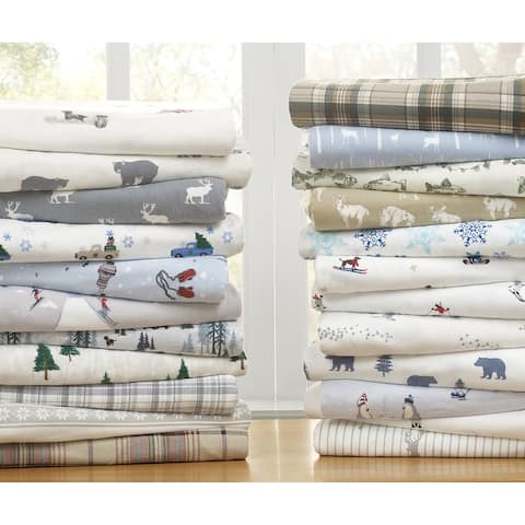 Eddie Bauer 100% Cotton Flannel-Novelty Prints-Sheet & Pillowcase Set
