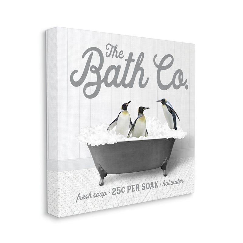 Stupell Bubble Bath Penguins Canvas Wall Art Design by Lettered and Lined