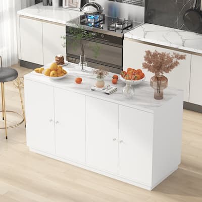 White Sideboard with Ample Organizing Compartments for the Modern Home - 63"