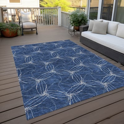 Machine Washable Indoor/ Outdoor Abstract Contemporary Chantille Rug