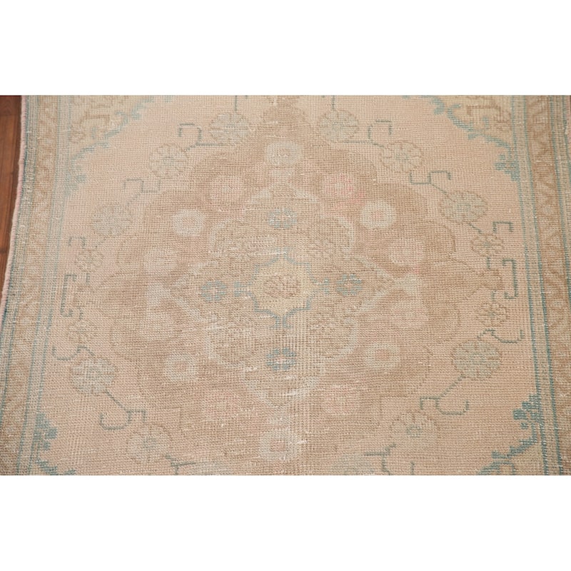 Hand Knotted Oriental 100% Wool Carpet Traditional Medallion Peach Tabriz Area Rug - 4' 8'' X 3' 2''