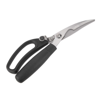 9 inch Kitchen Scissor, Spring-Loaded Shear for Chicken Poultry Fish Meat BBQ - Black, Silver Tone - 9 inch, Kitchen Scissor