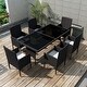 vidaXL Outdoor Dining Set 13 Pieces Rattan Wicker Black Chair Seat - Thumbnail 0