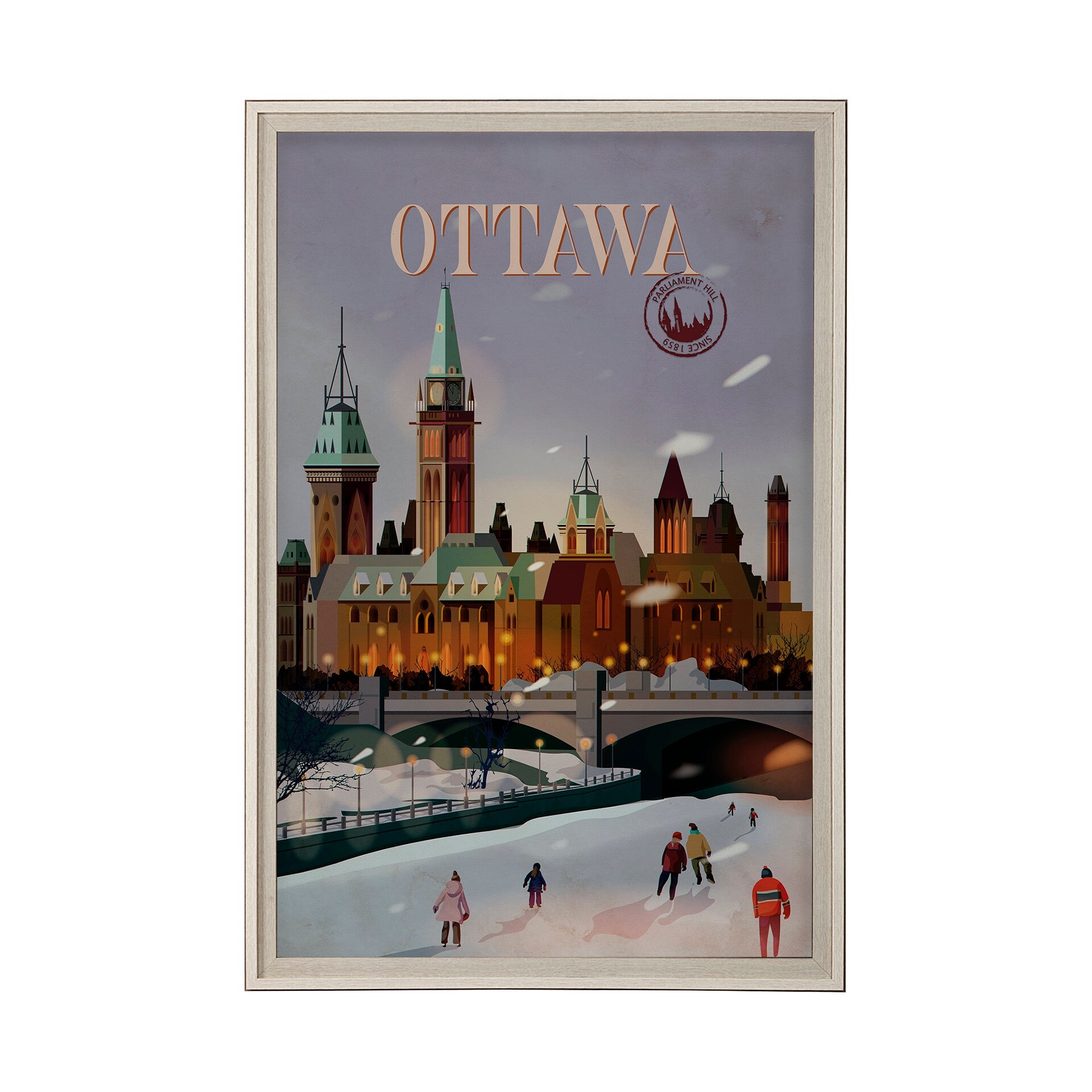 Ottawa Go Canada (XL) by Mercana Studio a Hand Embellished Decograph Framed Art Print under Glass