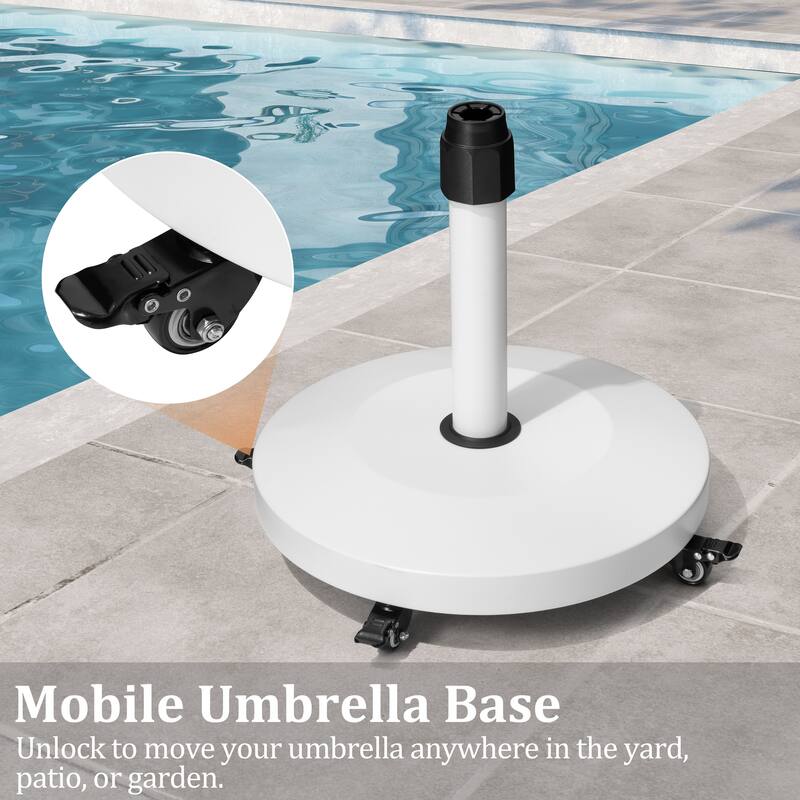 55lbs Round Concrete Market Umbrella Base With Wheels - N/A