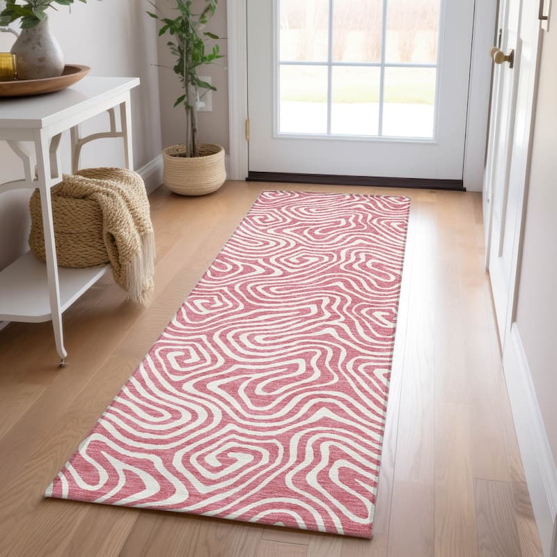 Machine Washable Indoor/ Outdoor Modern Trance Chantille Rug - Blush - 2'3" x 7'6"