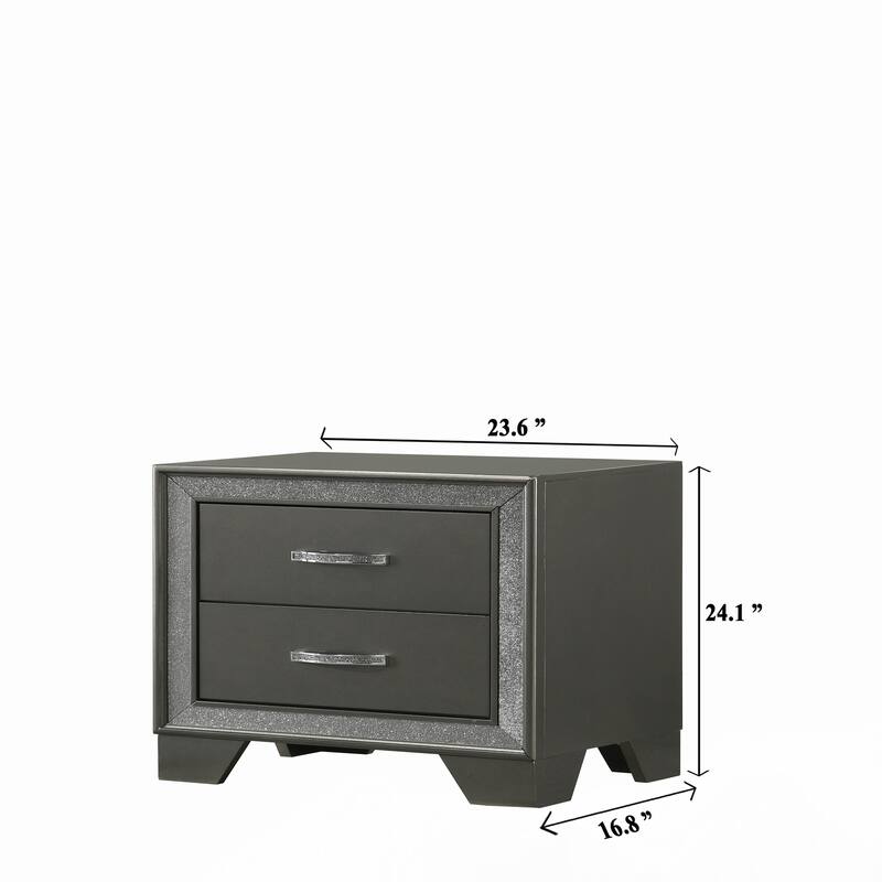 Contemporary 1pc Nightstand Sparkling Accent Bedside Storage