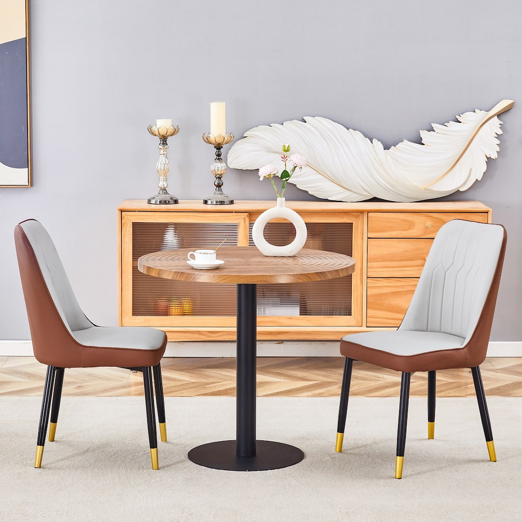 31.5 Inch Circular Dining Table with 4 Spliced Upholstered Chairs