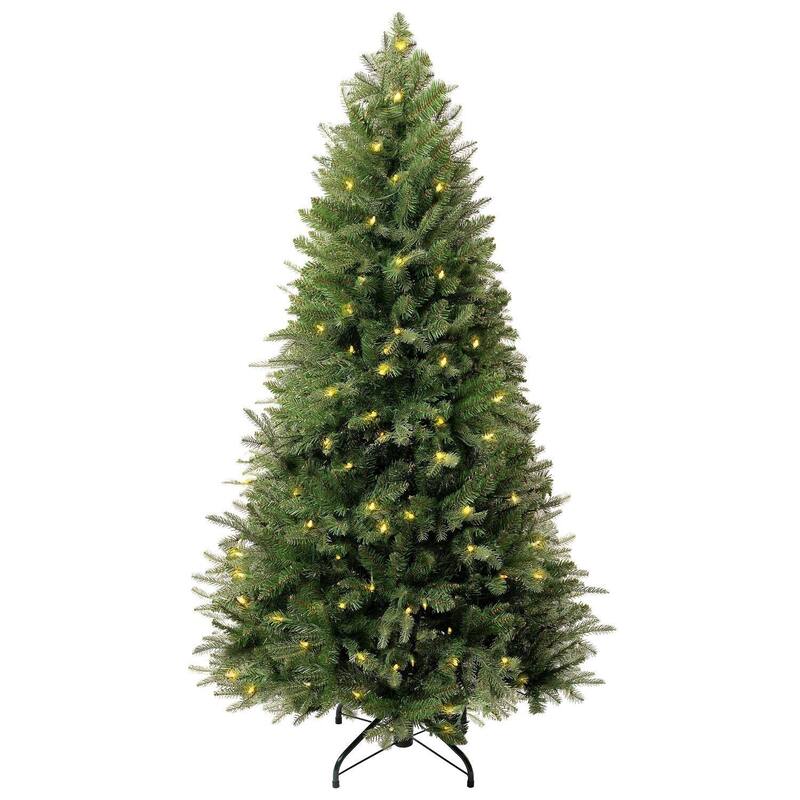 Traditional Artificial Christmas Tree with Lights, Prelit Christmas Tree, Pine Fir Christmas Tree with LED Lights