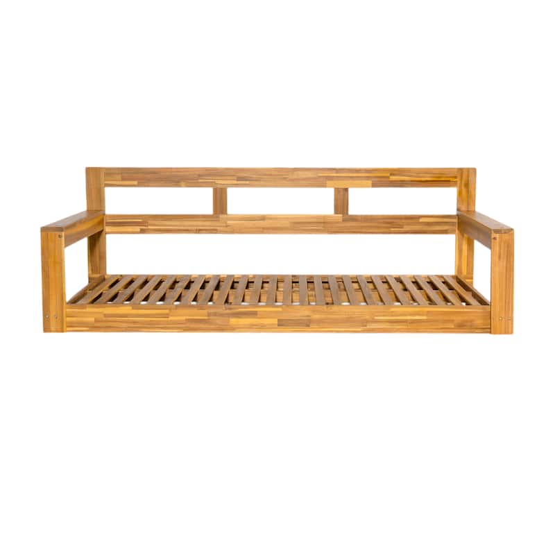 Roomfitters Patio Wooden Porch Swing Daybed Frame, Garden Swing Bench Chair with 4 Hanging Ropes for Backyard