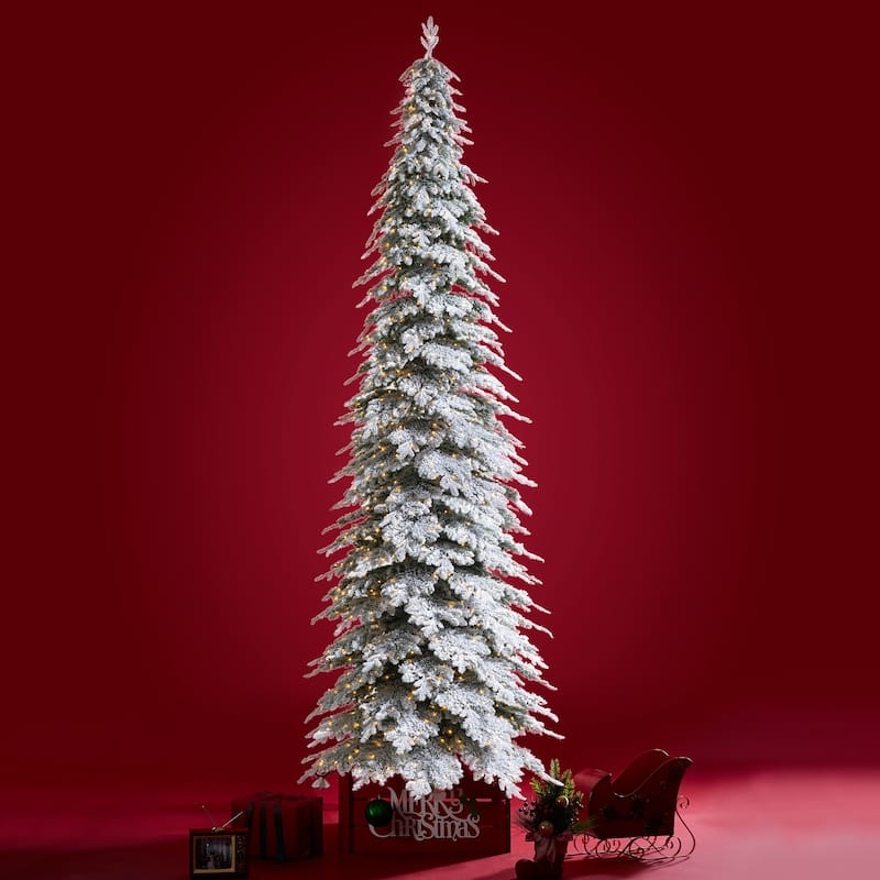 Glitzhome 15FT Pre-Lit Slim Fir or Spruce Artificial Christmas Tree with 1500/1400 Warm White LED Lights