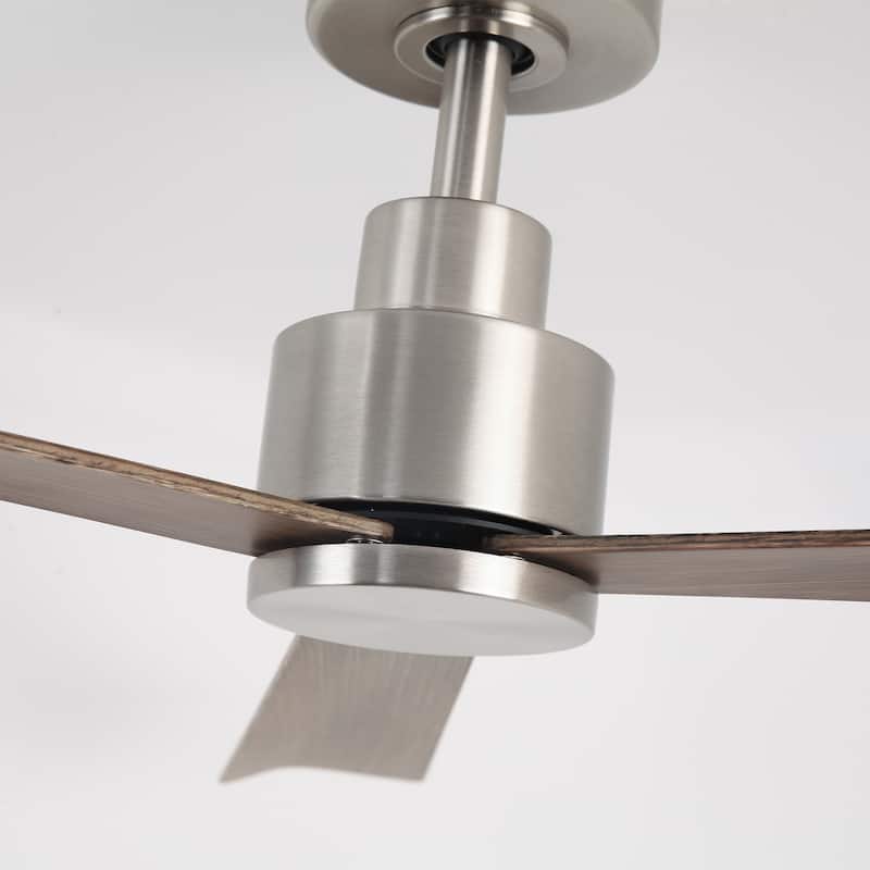 52-inch Satin Nikel Wooden 3-Blade Indoor Ceiling Fan without Lights