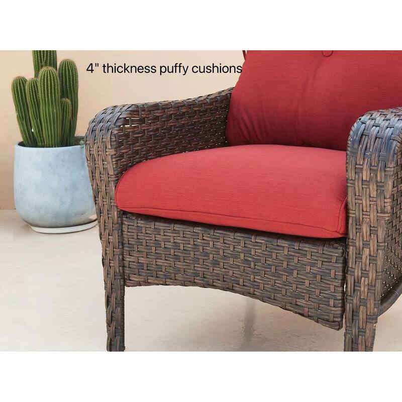 Pocassy 3-Piece Outdoor Wicker Rattan Rocking Set
