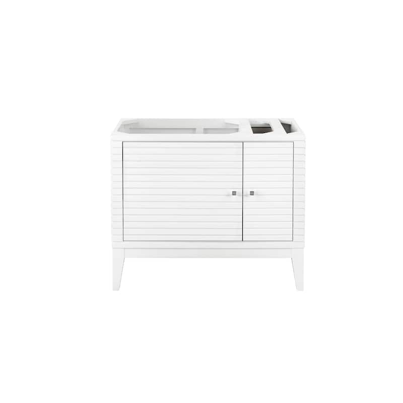 James Martin Vanities Linear 36" Single Vanity, Glossy White - 35.50 x 18.75 x 34.50 - Glossy White Cabinet Base Only - No Top