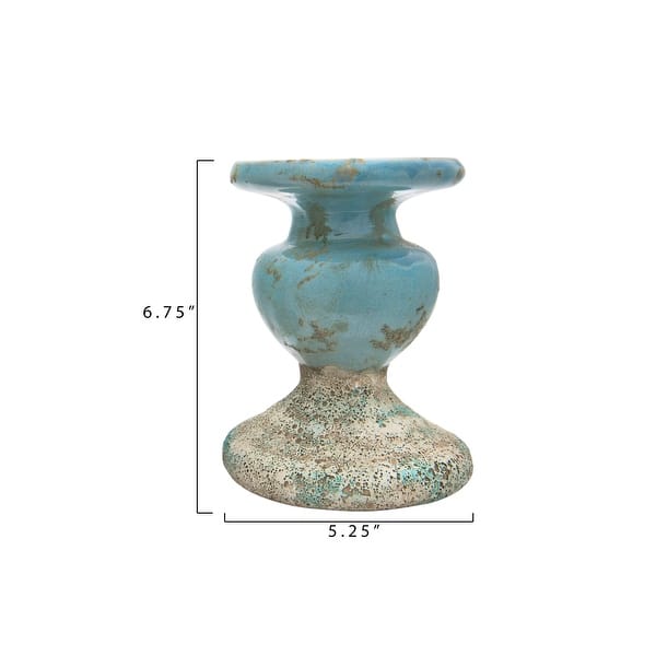 dimension image slide 2 of 6, Sculptural Terracotta Pillar Candle Holder