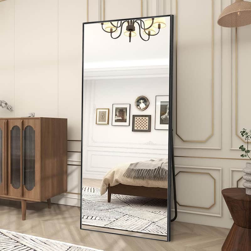 Modern Full Length Floor Mirror Freestanding Mirror - 71x24 - Black