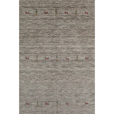 Little Animals Design Gabbeh Oriental Rug Handmade Wool Carpet - 3'11" x 5'11"