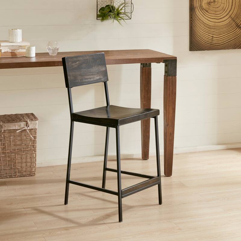 INK+IVY Tacoma Black 24-inch Counter stool - Single - Black - Counter Height