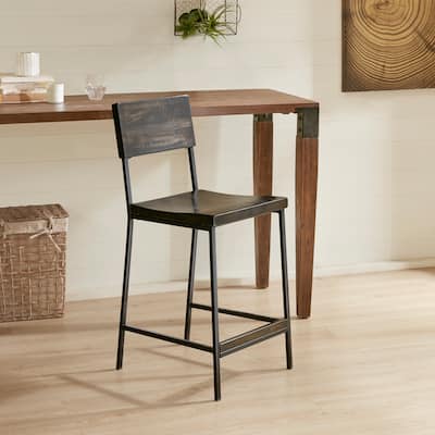 INK+IVY Tacoma Black 24-inch Counter stool