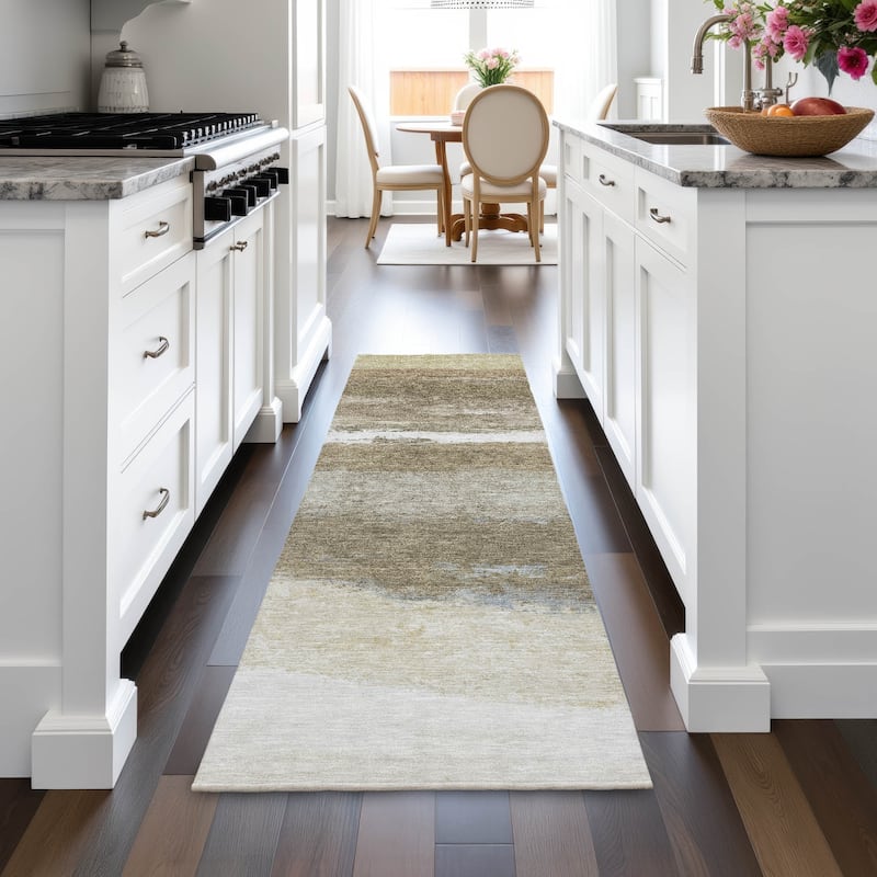 Machine Washable Indoor/Outdoor Watercolor Ombre Chantille Rug