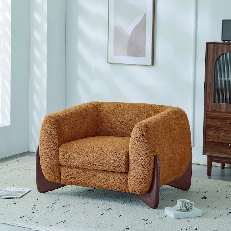 Tina Modern Upholstered Boucle Arm Club Chair by Christopher Knight Home - Caramel