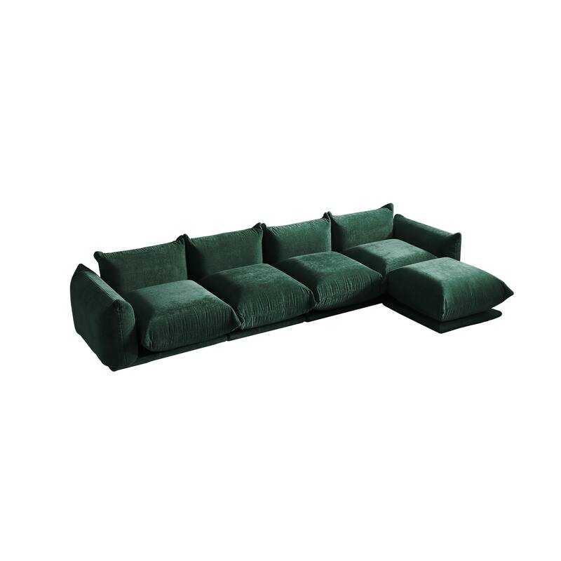 Modular Sectional Sofa Chenille Fabric Sofa with Ottoman