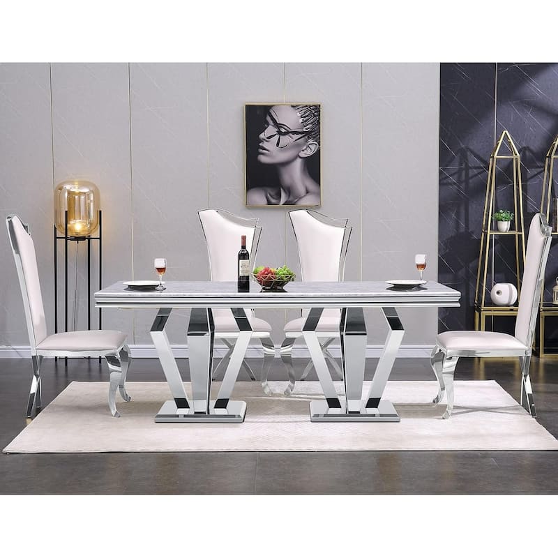 Luxury Upholstered Dining Chairs with Stylish Streamlined High Back with Cabriole X-Shaped Legs