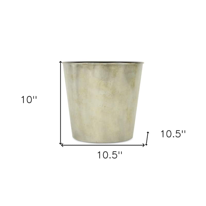HomeRoots 11" Gray Recycled Plastic Indoor Outdoor Round Pot Planter