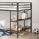 preview thumbnail 12 of 16, twin loft bunk black with Cinnamon wood shelf
